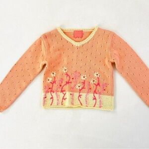Miniman Peachy Floral Embroidered Knit Pullover Sweater 7